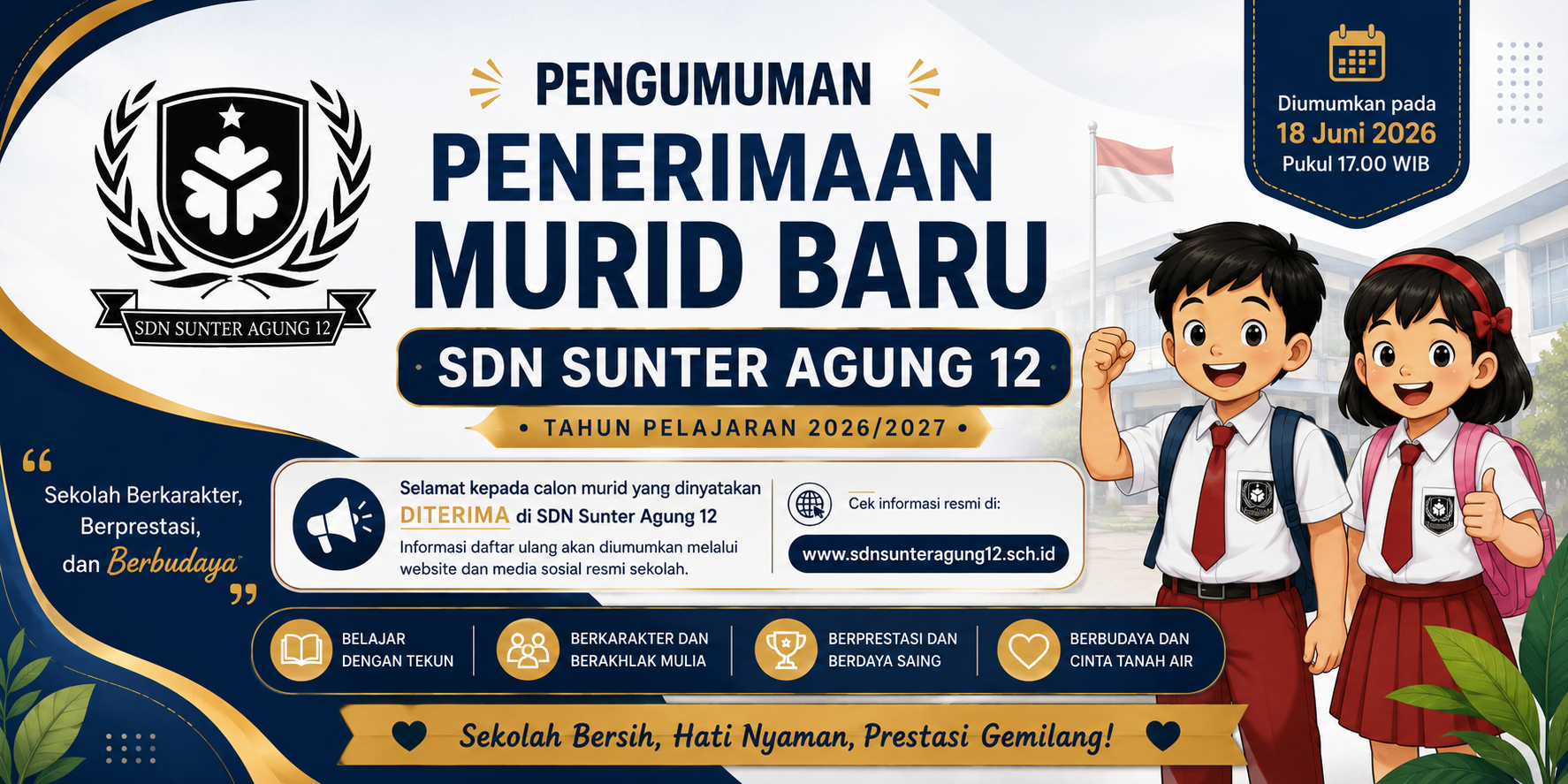 Pengumuman Hasil Seleksi SPMB Jalur Domisili Prioritas Kedua SDN Sunter Agung 12 Pg Tahun Ajaran 2026/2027 - Pengumuman SDN Sunter Agung 12 PG
