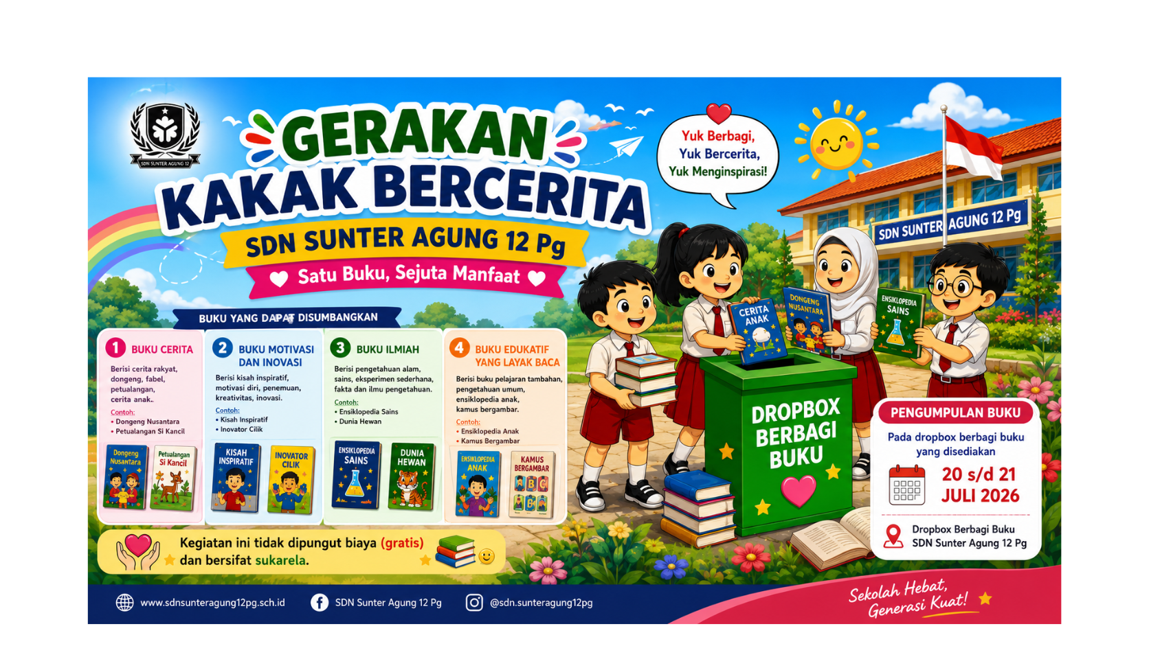 Gerakan Kakak Bercerita, Satu Buku Sejuta Manfaat SDN Sunter Agung 12 Pg - Berita SDN Sunter Agung 12 PG